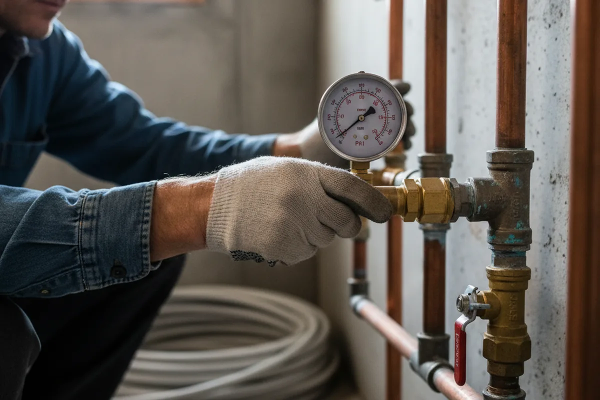 Pressure testing a repaired line during Water Line Repair in Hanoverton